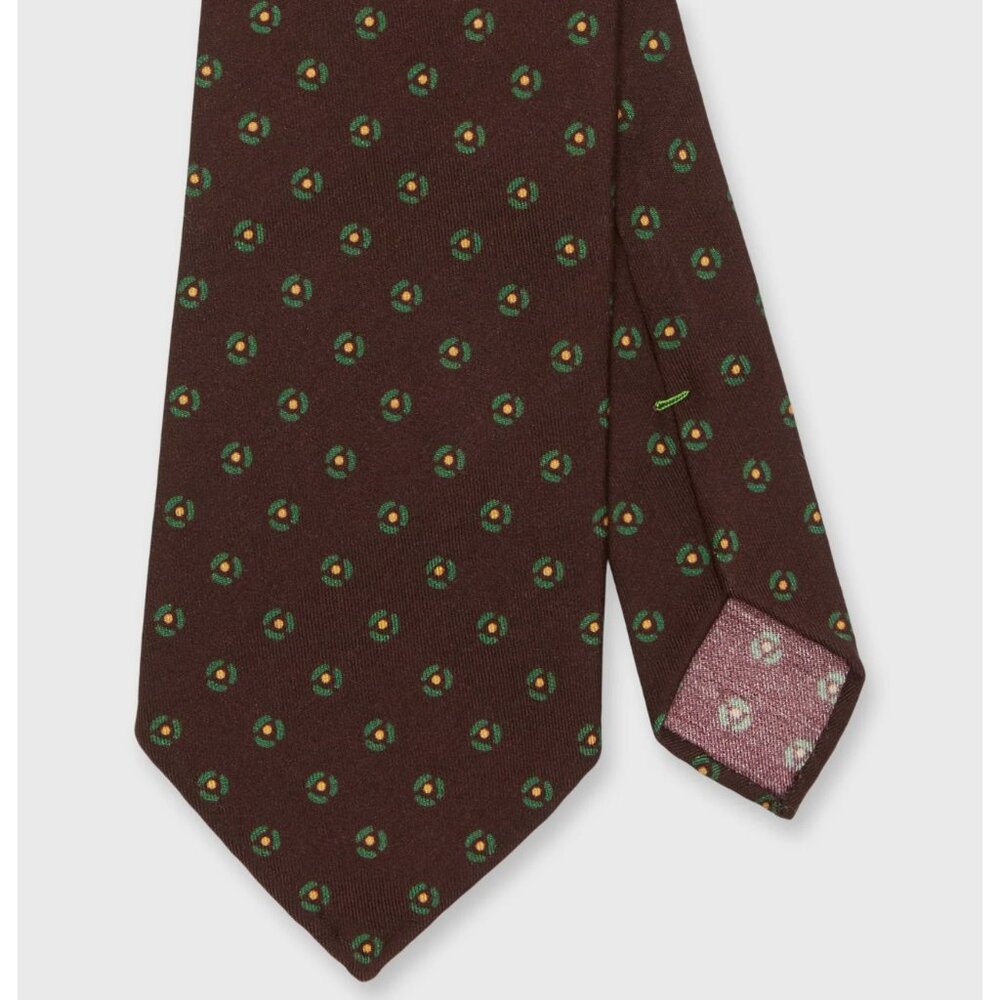 Sid Mashburn Silk Print Tie NWT Oxblood Forest Foulard Made in Italy